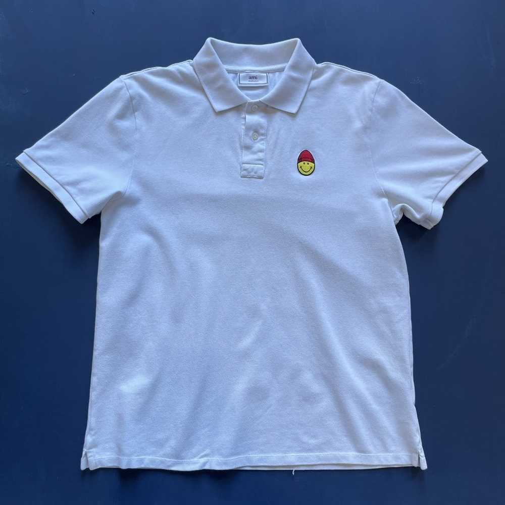 AMI Polo Shirt Pique Cotton Smiley Logo - image 1