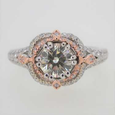 14k White & Rose Gold .82ct Round Brilliant Diamon