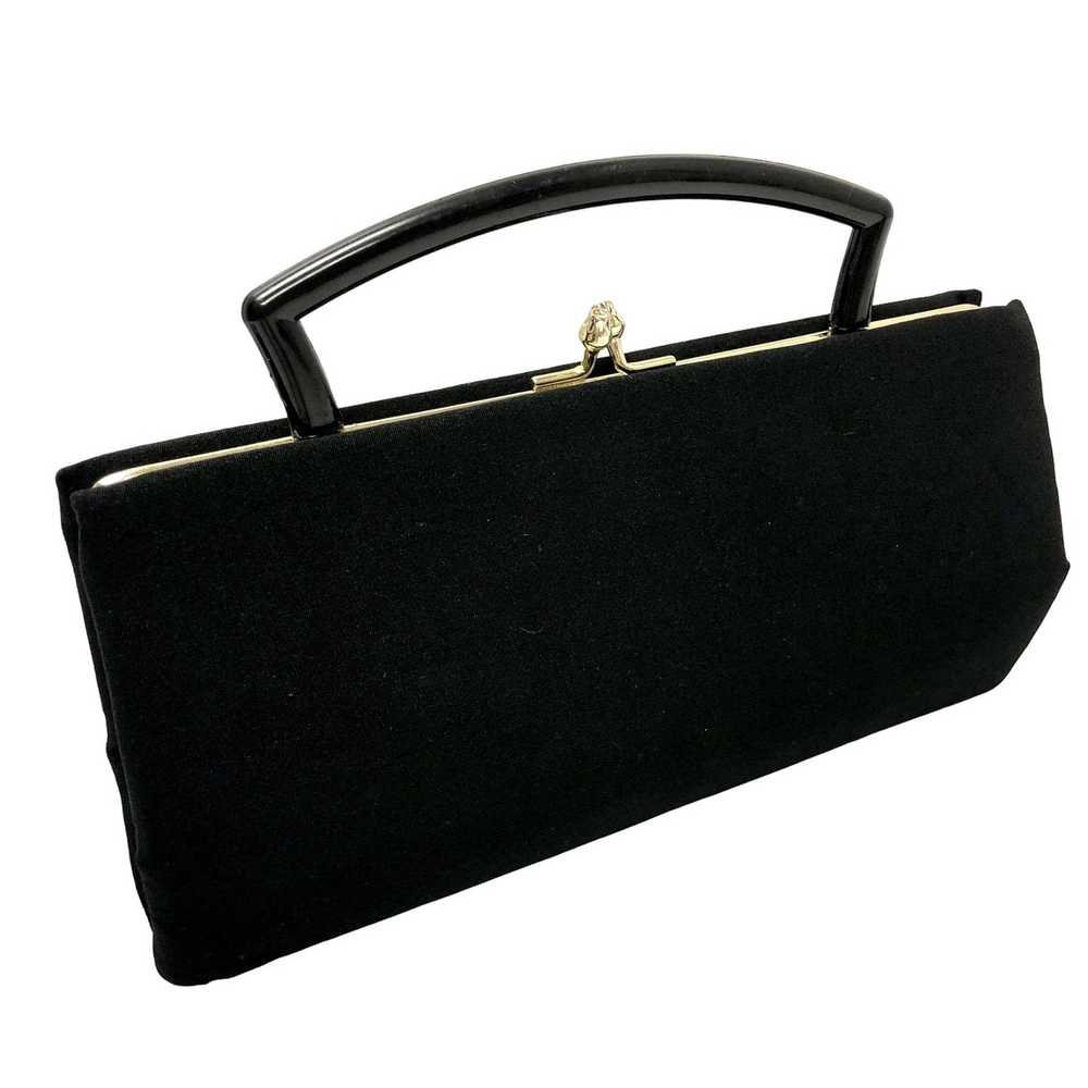 Unkwn Vtg 50's BLACK Formal Handbag COCKTAIL Clut… - image 1