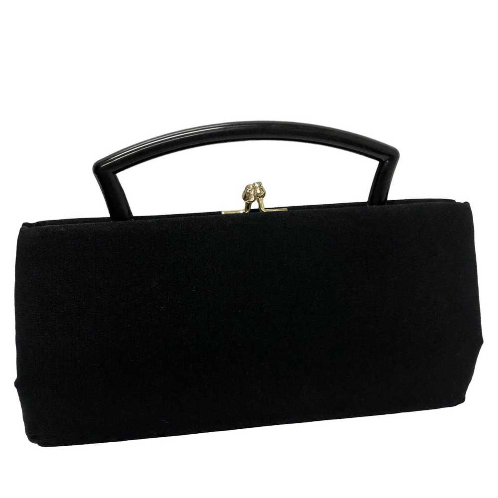 Unkwn Vtg 50's BLACK Formal Handbag COCKTAIL Clut… - image 7