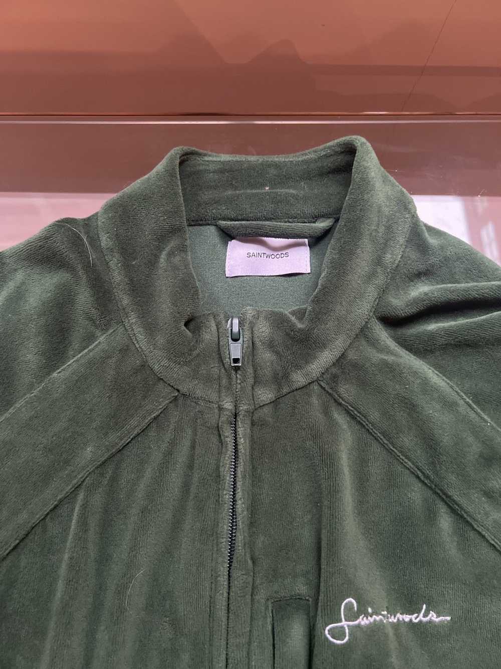 Saintwoods × Ssense Saintwoods Green Velour Sweat… - image 1