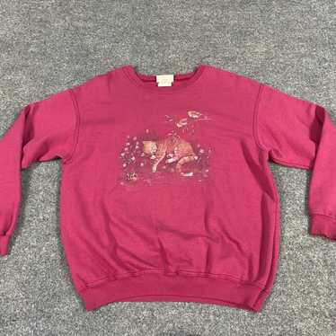 Vintage Cat Sweatshirt M Coral Red Vintage USA Mad