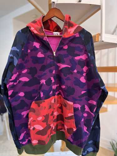 BAPE Color Camo NW20 Full Zip Shark Hoodie Grey/Purple Men's - SS14 - GB