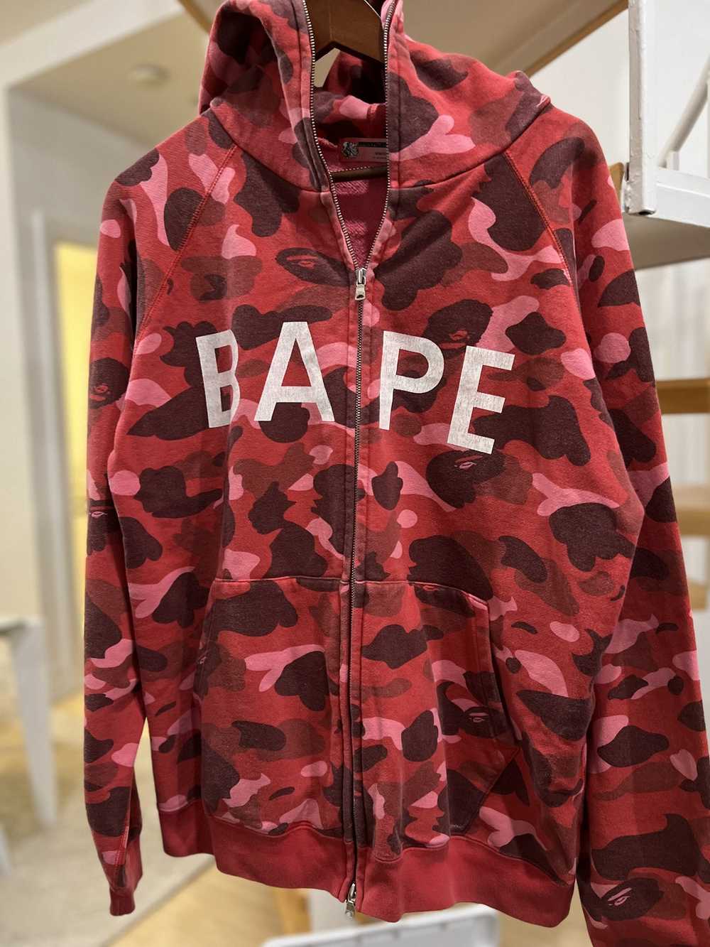 Bape BAPE Red Camp Full-zip Hoodie - image 1