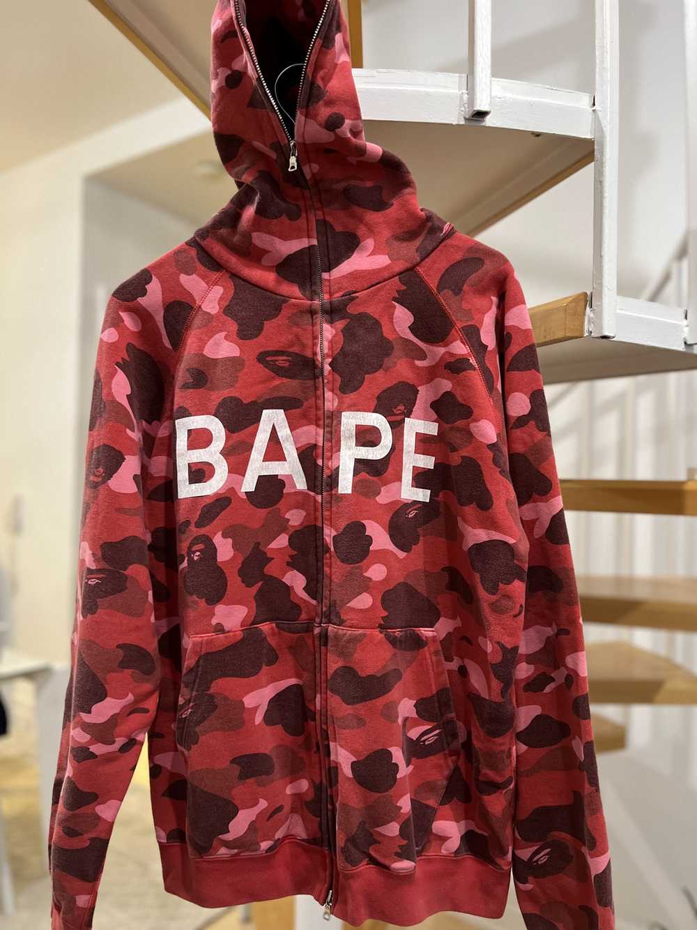 Bape BAPE Red Camp Full-zip Hoodie - image 3