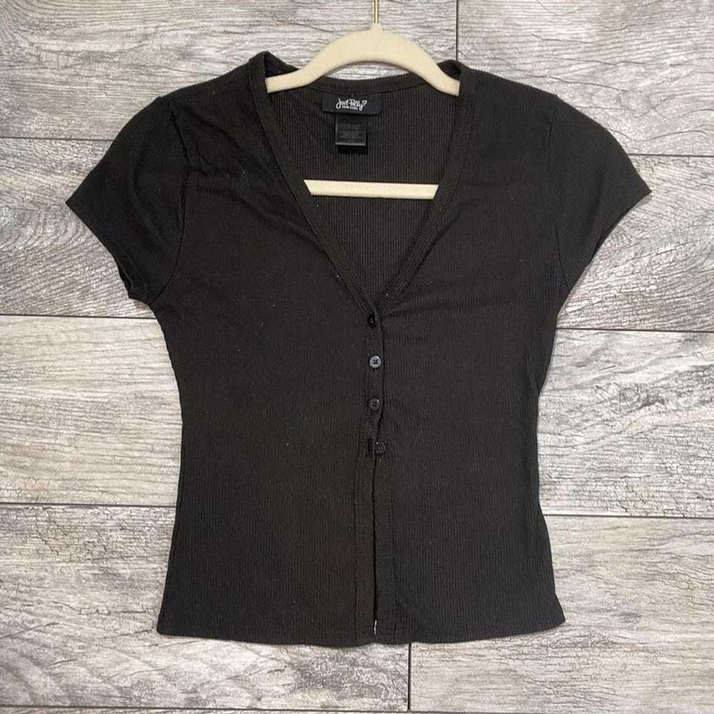 Shein Cropped black button up top - image 1