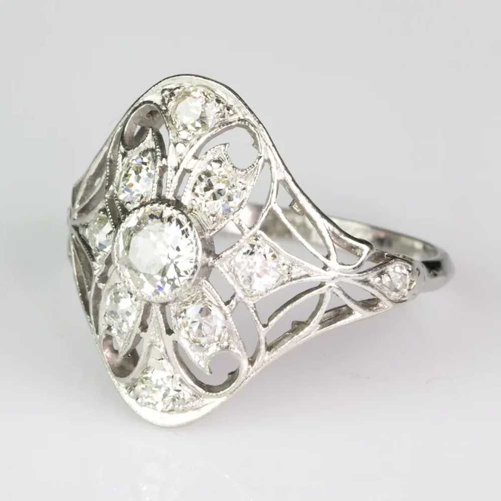 Lovely Edwardian Filigree Platinum Diamond Ring - image 6