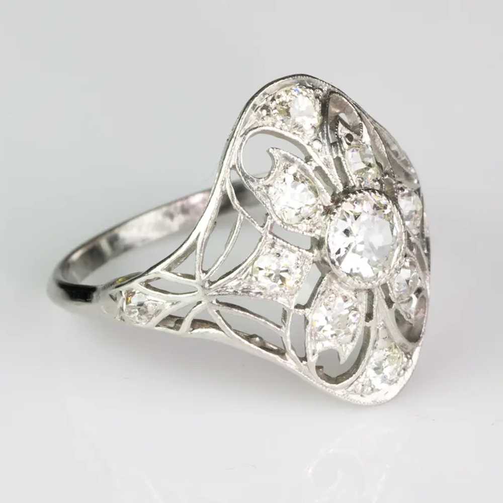 Lovely Edwardian Filigree Platinum Diamond Ring - image 7