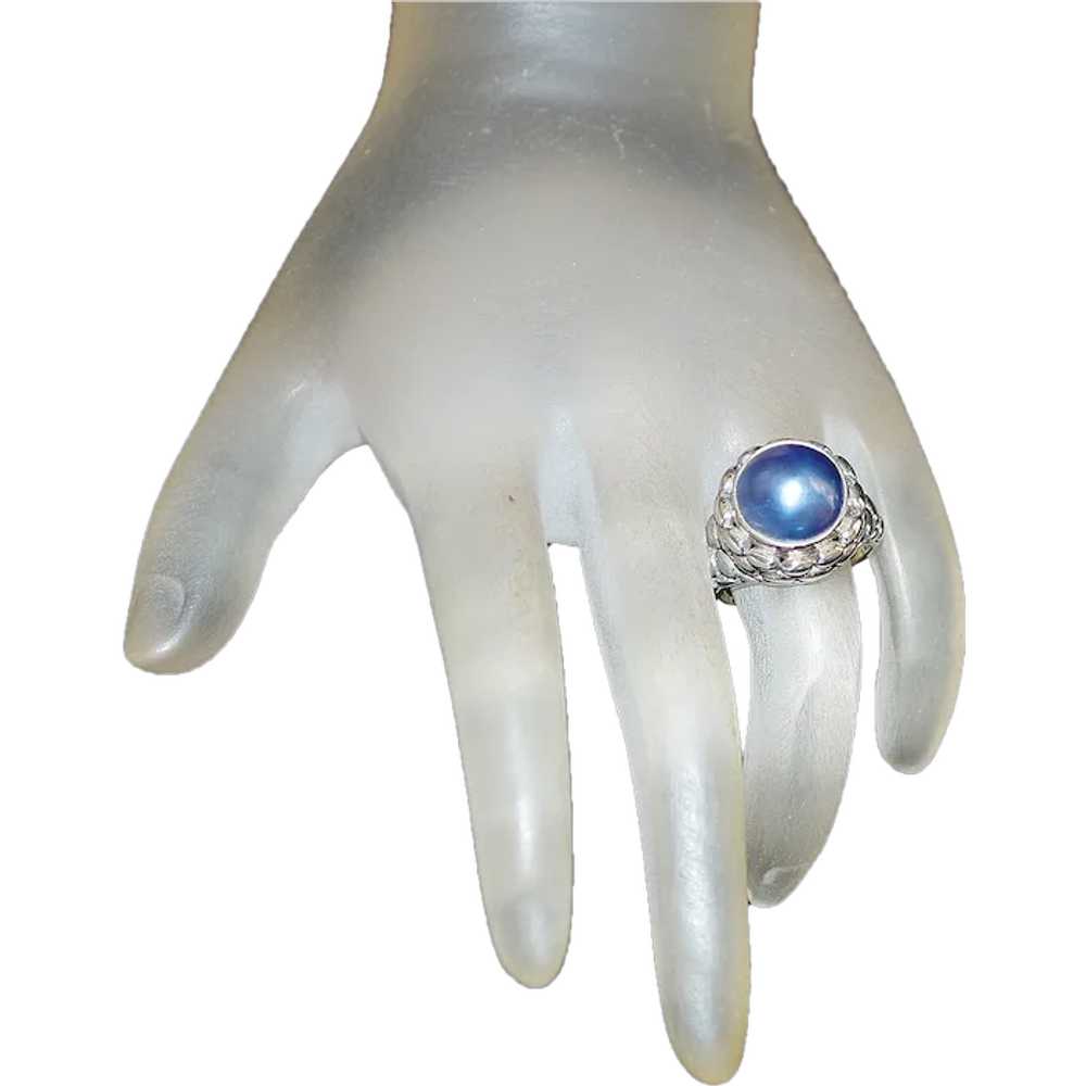 Sterling Silver Blue Mabe Pearl Ring - image 1