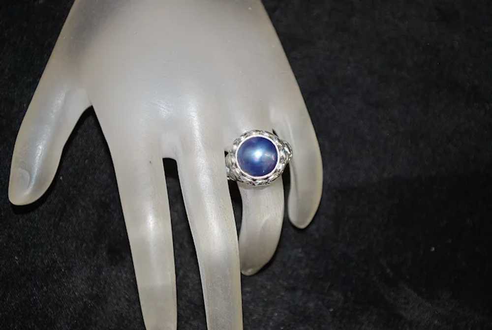 Sterling Silver Blue Mabe Pearl Ring - image 2