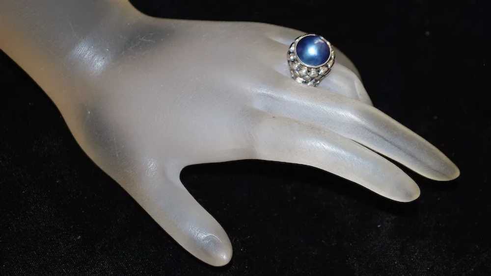 Sterling Silver Blue Mabe Pearl Ring - image 3