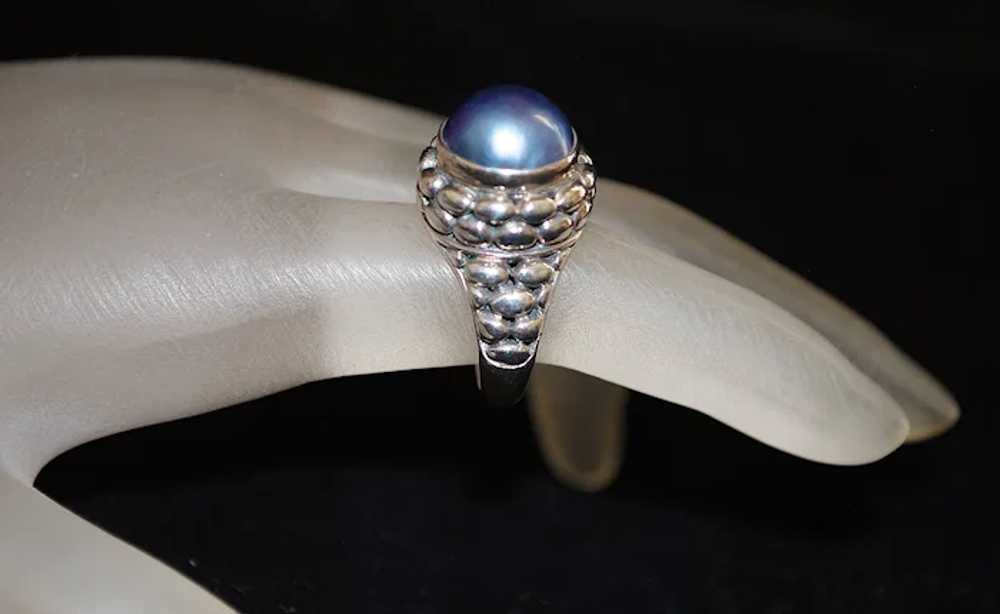 Sterling Silver Blue Mabe Pearl Ring - image 4