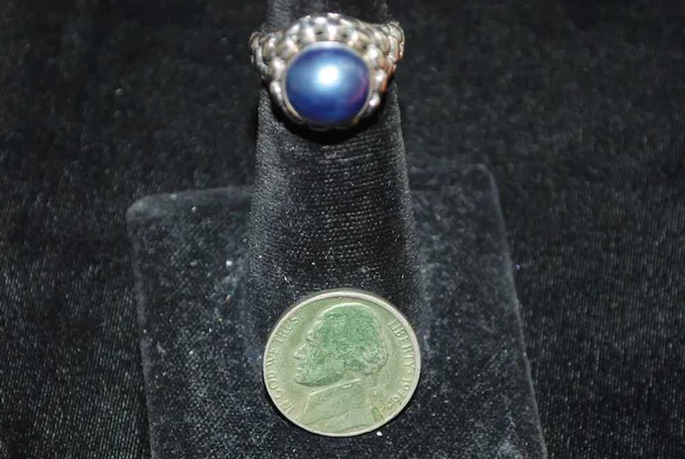Sterling Silver Blue Mabe Pearl Ring - image 6