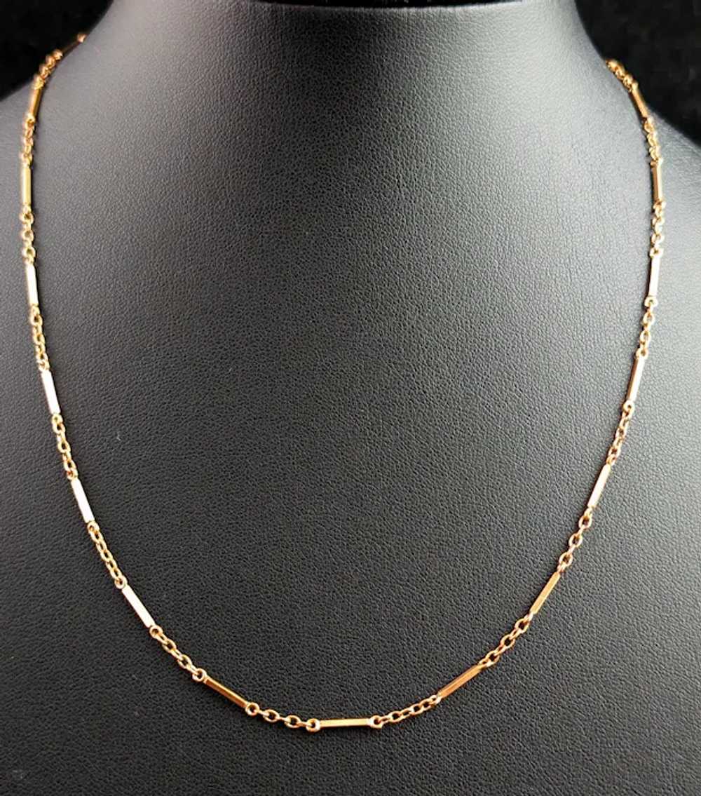 Antique 9k gold bar link chain necklace, Edwardian - image 11
