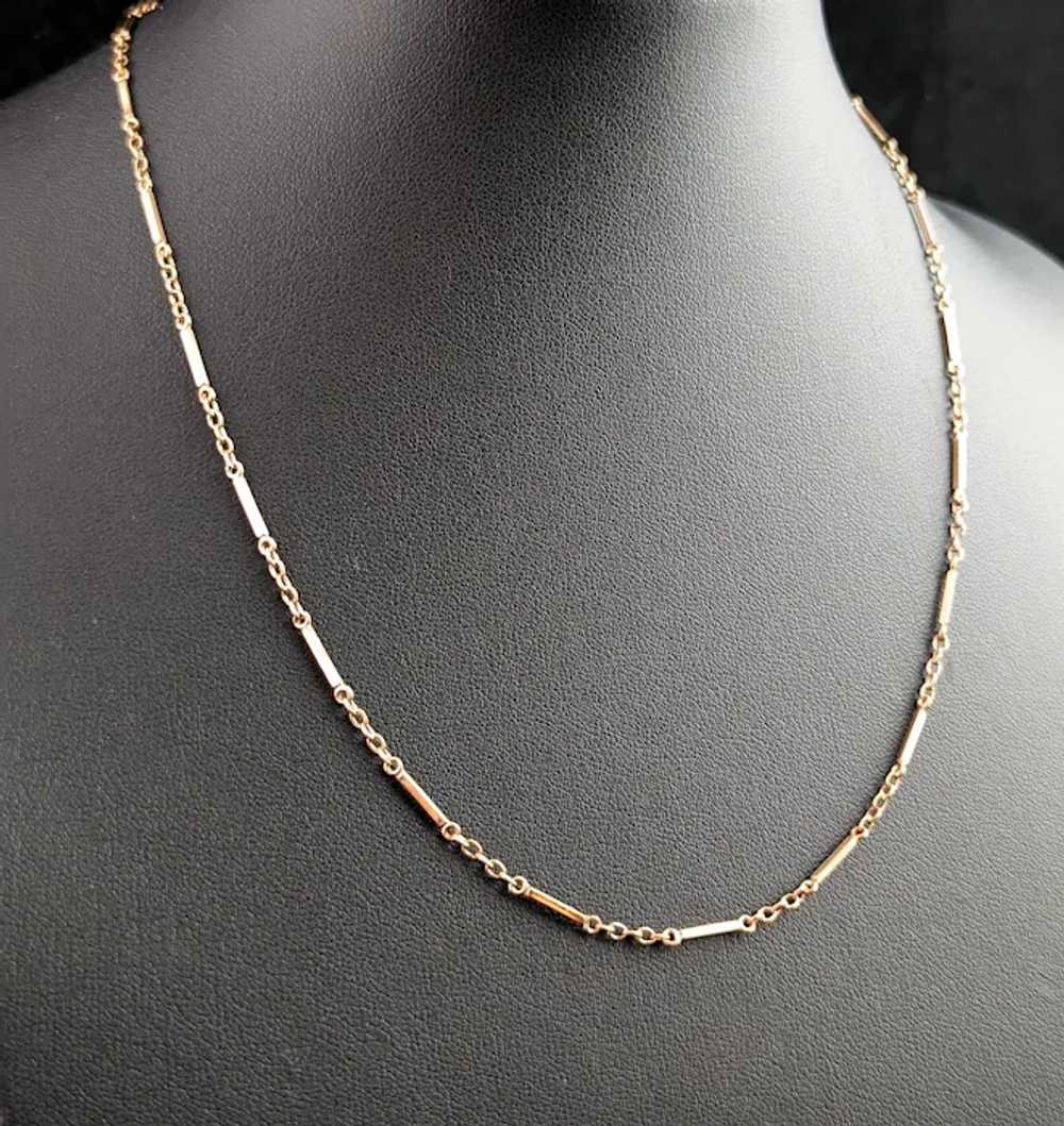 Antique 9k gold bar link chain necklace, Edwardian - image 12
