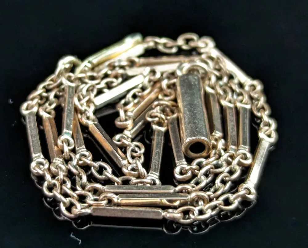 Antique 9k gold bar link chain necklace, Edwardian - image 3