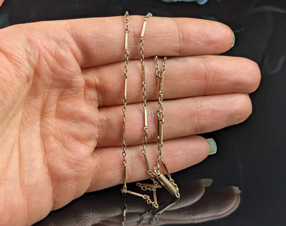 Antique 9k gold bar link chain necklace, Edwardian - image 7