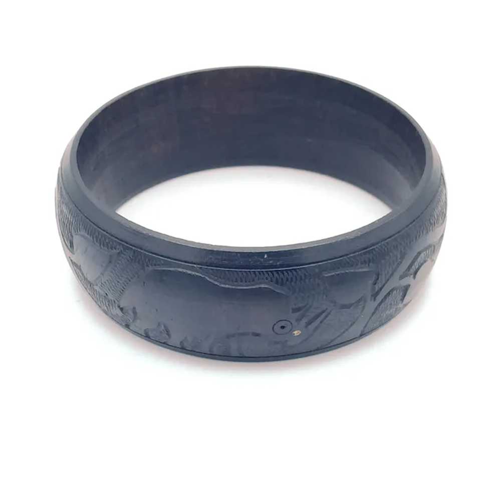 African Hand Carved Ebony Wood Bangle - image 2