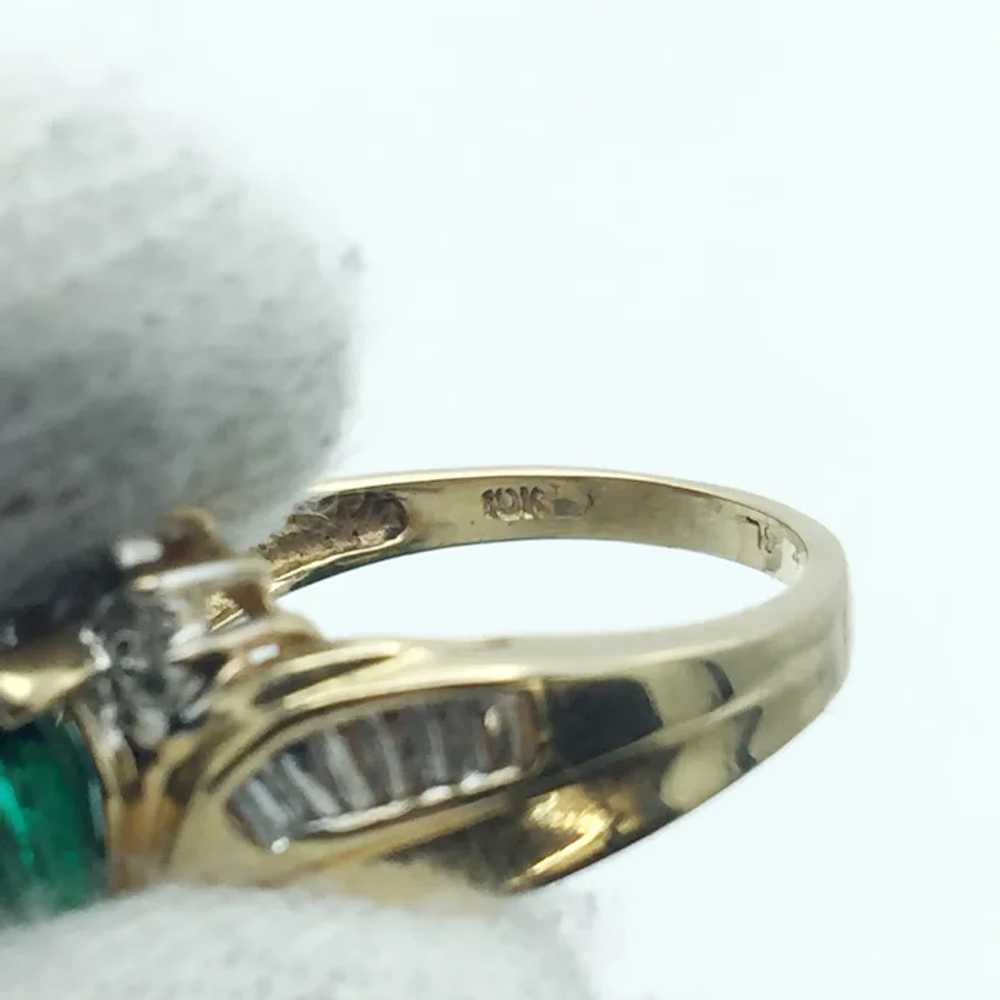 10K Lab Emerald & Diamond Ring - image 4