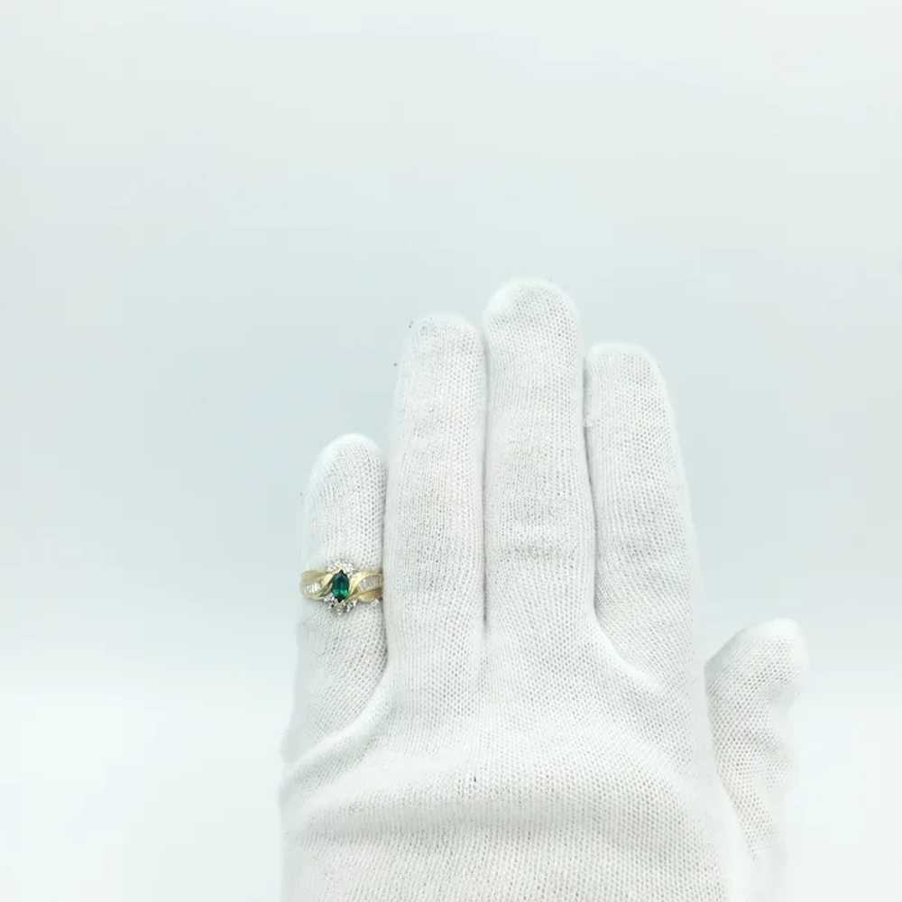 10K Lab Emerald & Diamond Ring - image 6