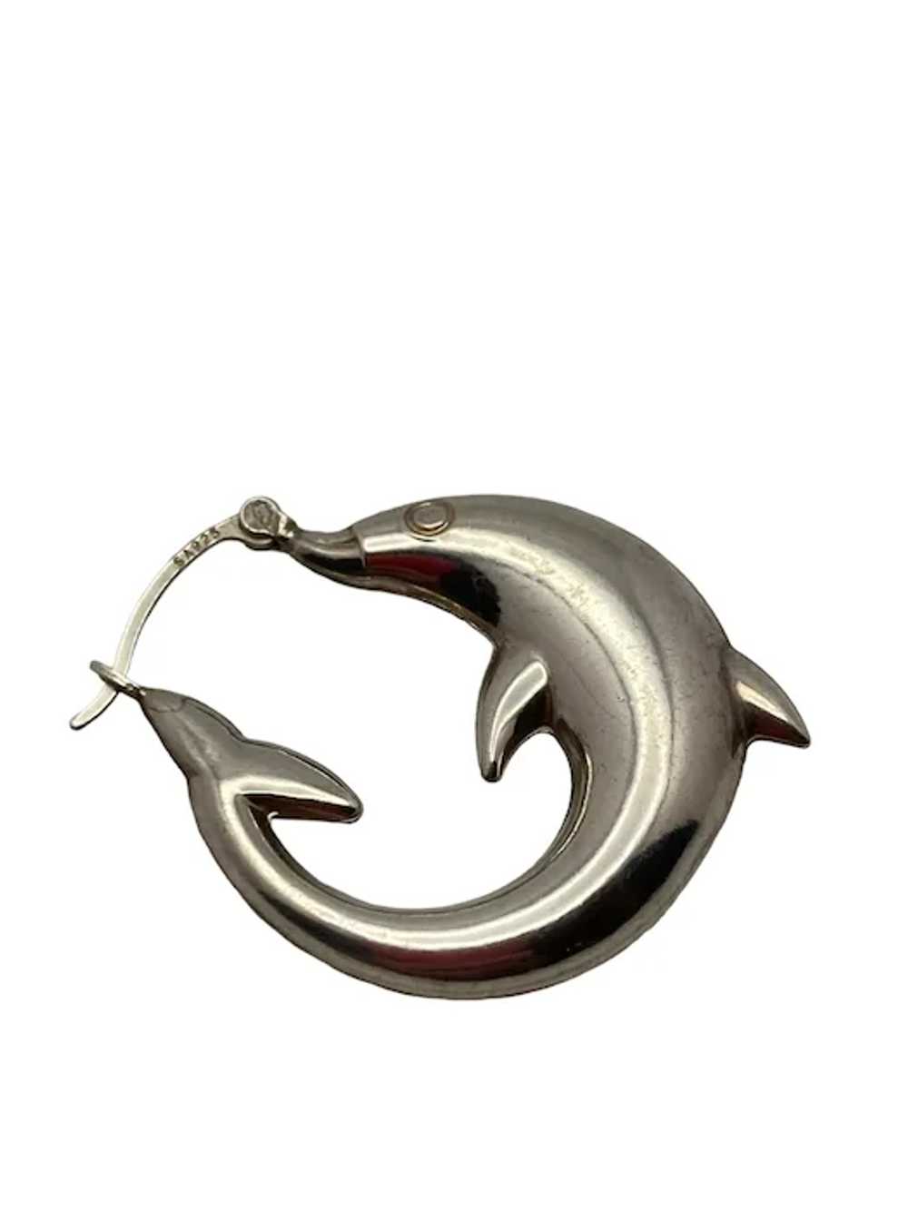 Pair of Sterling Silver Dolphin Hoop Earrings - image 10