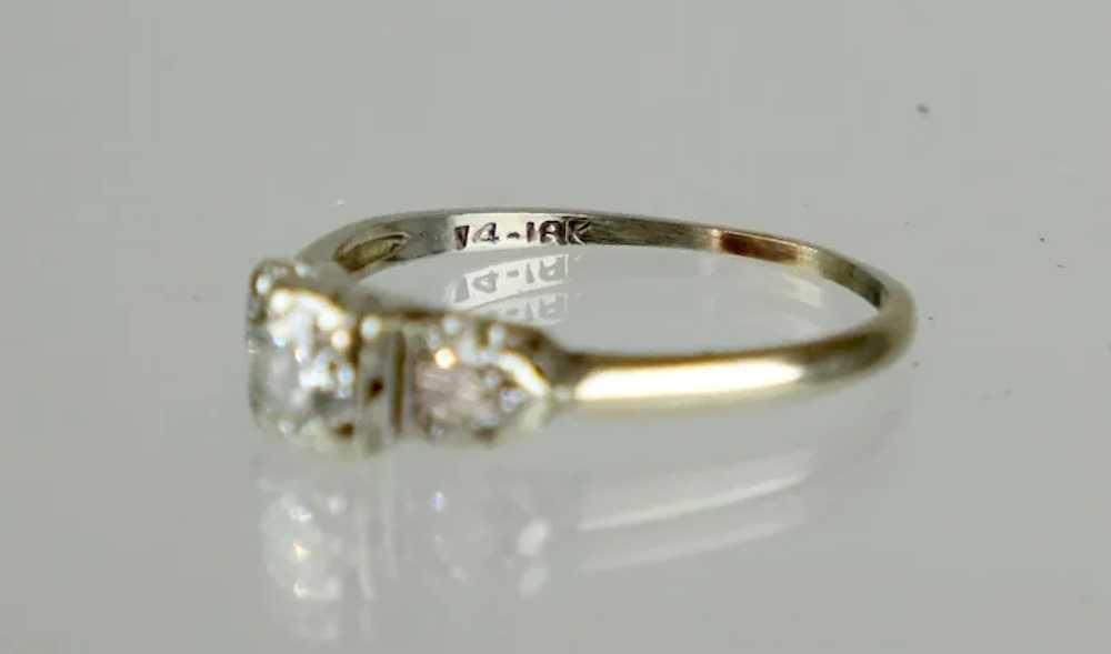 Art Deco 14 - 18K Gold Diamond Engagement Ring - image 6