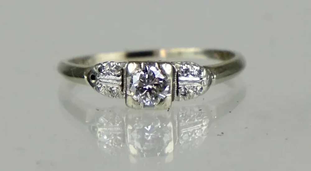 Art Deco 14 - 18K Gold Diamond Engagement Ring - image 7