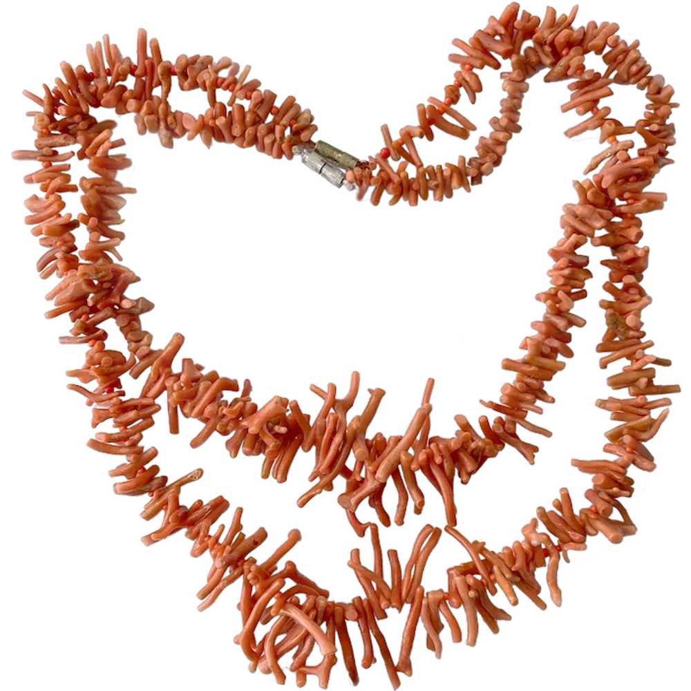 Pair (2) Genuine Branch Coral Necklaces, 1950s-19… - image 1