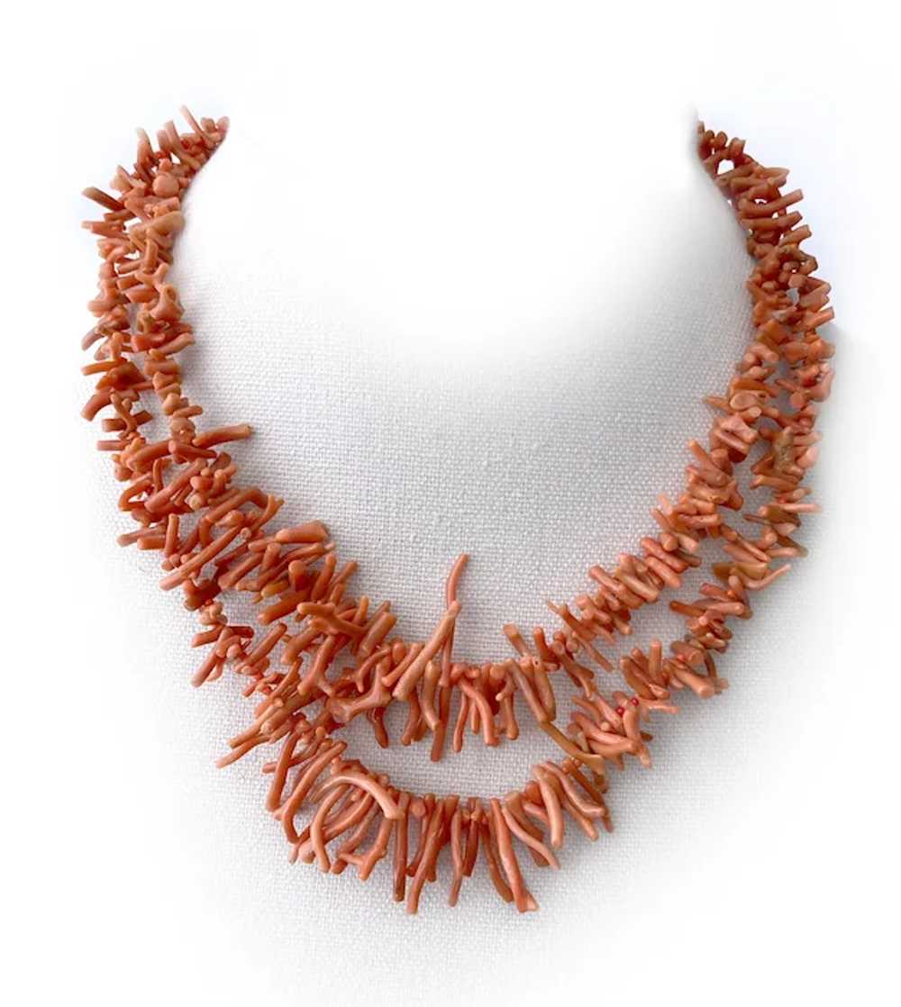 Pair (2) Genuine Branch Coral Necklaces, 1950s-19… - image 2