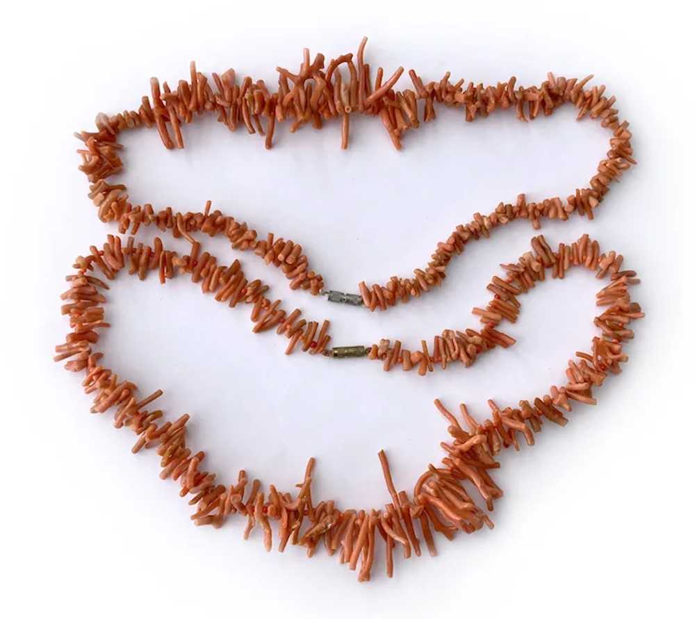Pair (2) Genuine Branch Coral Necklaces, 1950s-19… - image 4
