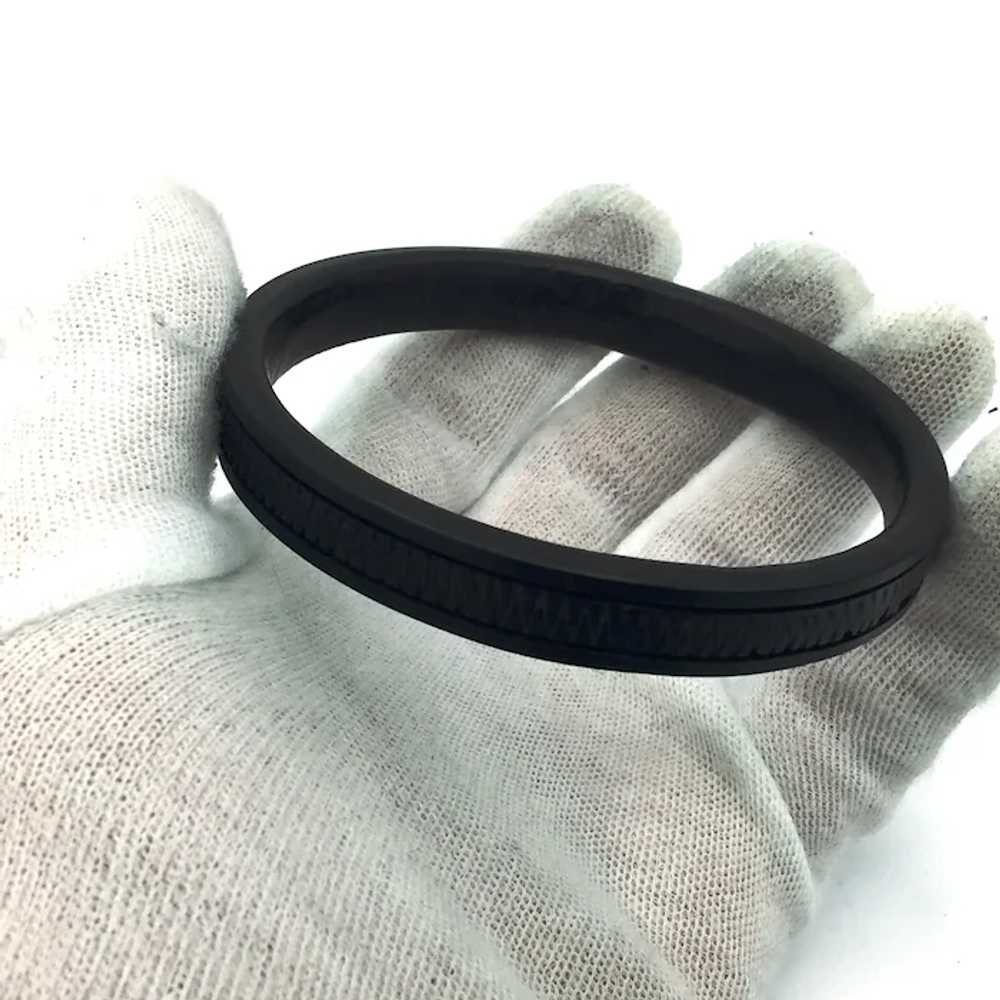 African Hand Carved Ebony Wood Bangle - image 2