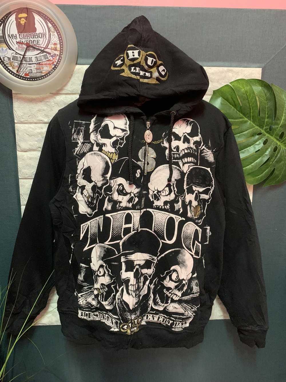 Skulls × Streetwear × Vintage RARE!! Sweater Hood… - image 1