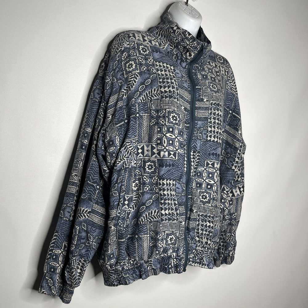Vintage 90s BOGARi Blue Abstract Geo Patchwork Si… - image 3