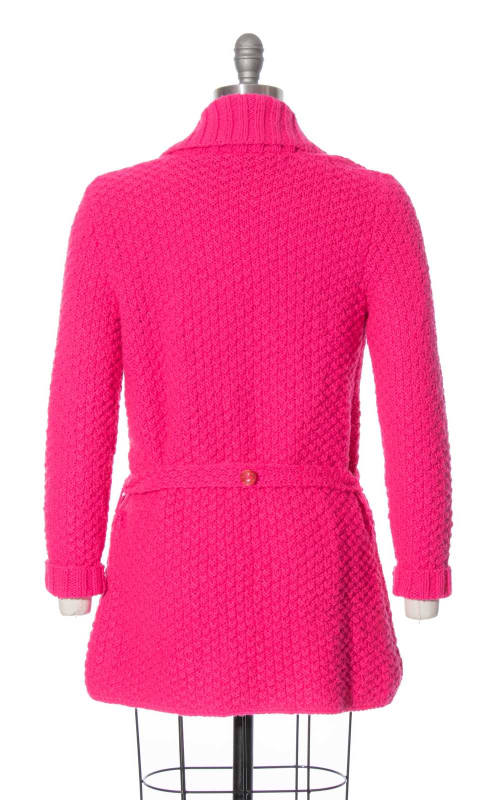 1970s Hot Pink Knit Sweater Coat | small/medium - image 4