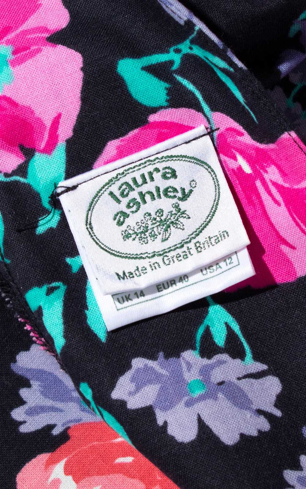 1980s LAURA ASHLEY Floral Cotton Dress | small/me… - image 10