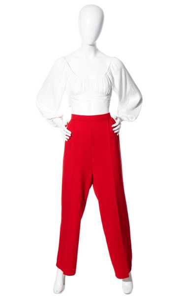 1980s ST. JOHN Red Knit Wool Pants | large/x-large
