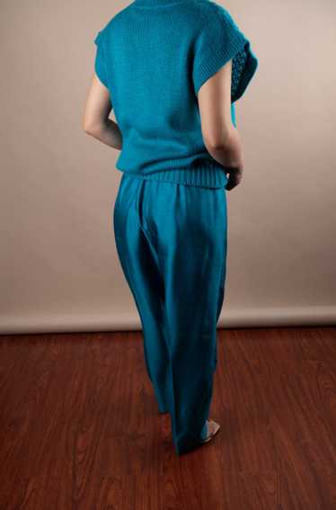 Teal Satin Pleated Trousers