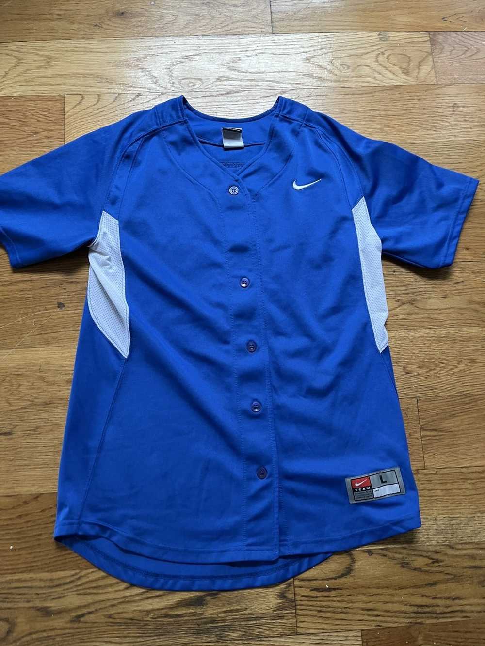 Nike Nike Blue Mesh Paneled Baseball Jersey - image 1