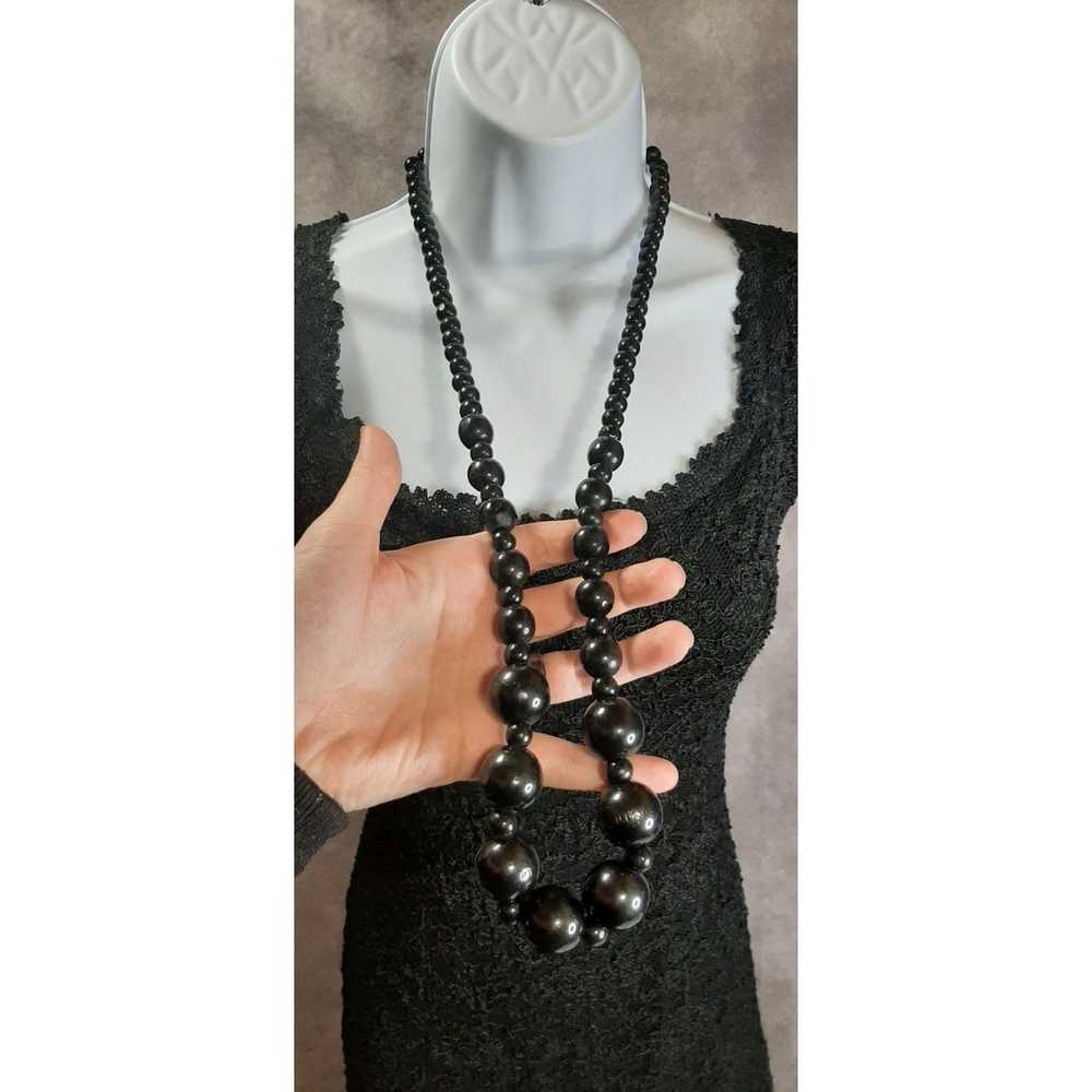 Other Long Black Beaded Necklace - image 2