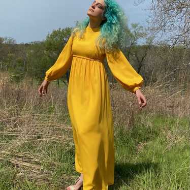 Bright Yellow-Gold 1970’s Goddess Maxi Dress - image 1