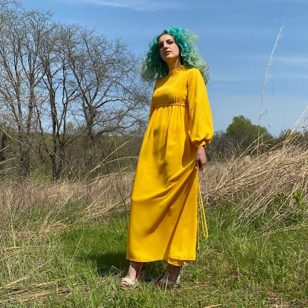 Bright Yellow-Gold 1970’s Goddess Maxi Dress - image 5