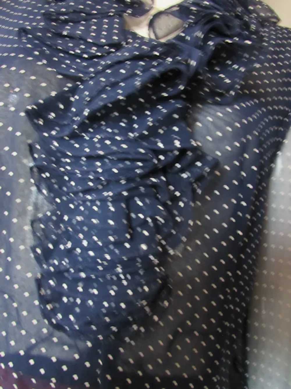 SALE Lovely Navy Dotted Swiss Dress Ruffled Colla… - image 6