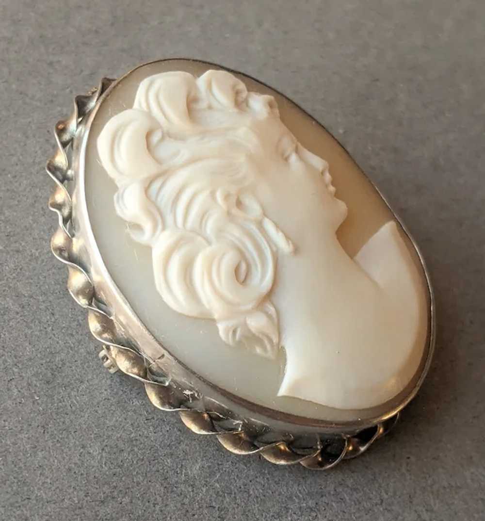 Sterling Silver Cameo Carved Shell Vintage 1940s … - image 4