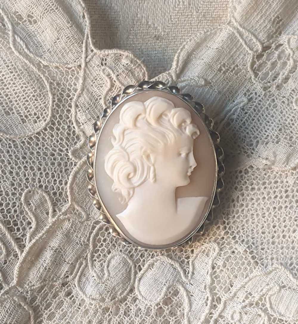 Sterling Silver Cameo Carved Shell Vintage 1940s … - image 7