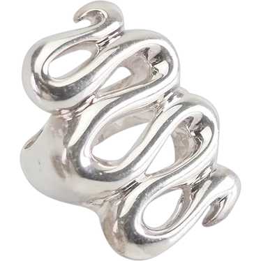 Modern heavy vintage sterling silver snake ring b… - image 1