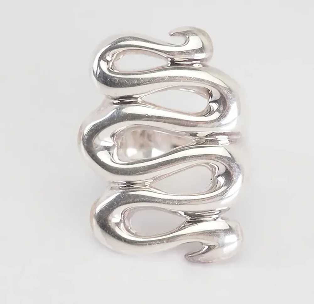 Modern heavy vintage sterling silver snake ring b… - image 2