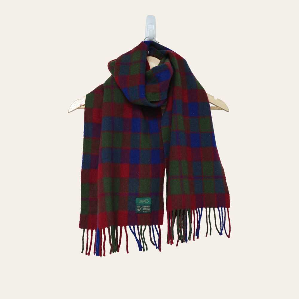 Drakes Checked Lambswool Scarf - M - image 1