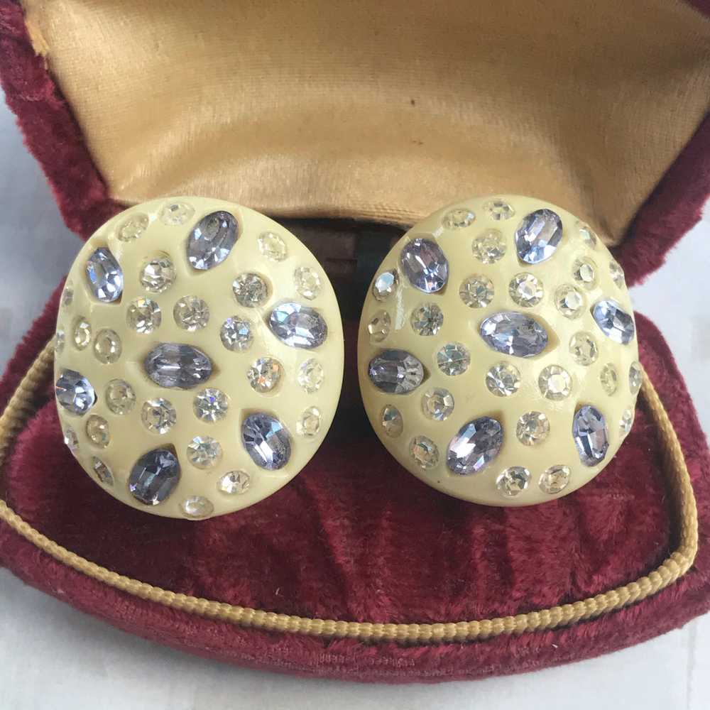 Weiss Cream Rhinestone Earrings - image 2