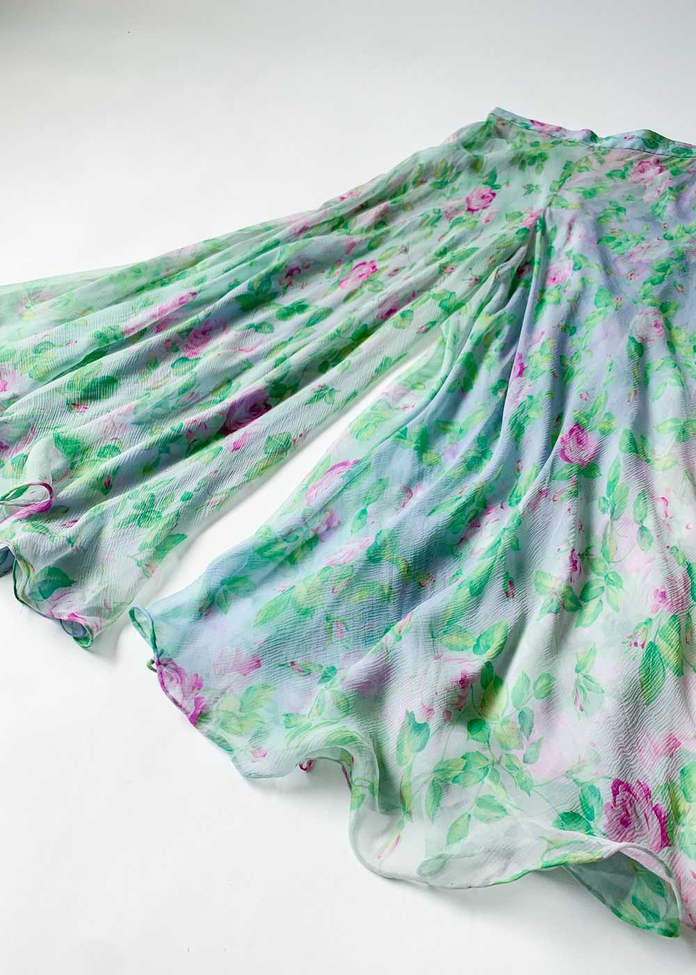 Vintage 1980s YSL Floral Silk Chiffon Pants - image 11