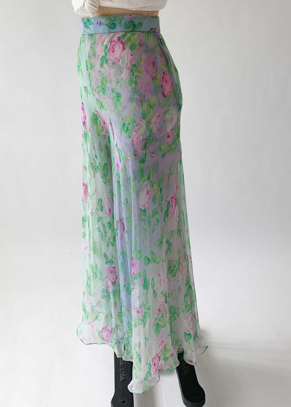 Vintage 1980s YSL Floral Silk Chiffon Pants - image 6
